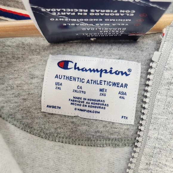 Champion Full Zip up Gray Sweatshirt Powerblend Hoodie Plus 2X New NWT Gift - Picture 8 of 12